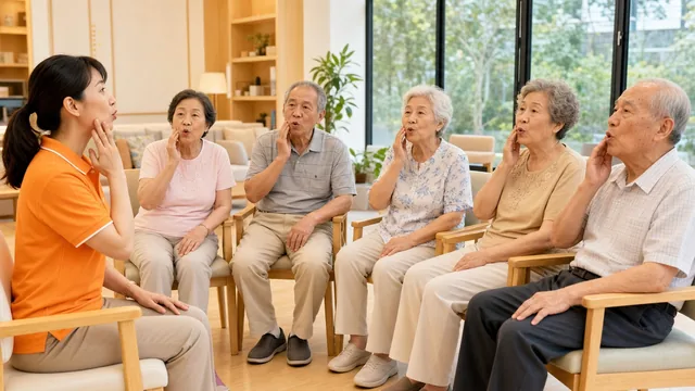 長輩一起做健口操與健康促進活動