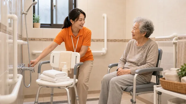 居家照顧服務員協助長輩安全洗澡